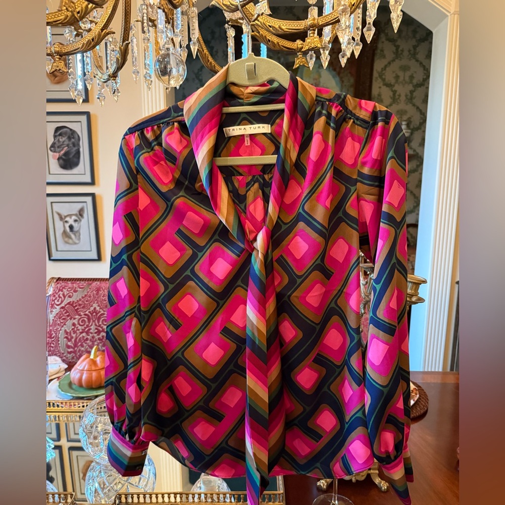 Trina Turk Pink and Green Diamond Pattern